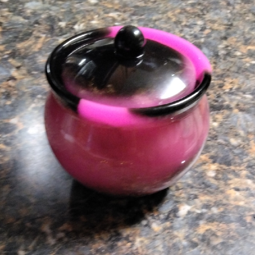 Pink and Black Resin Jar with Lid